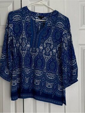 Blue Paisley Print Women’s Blouse